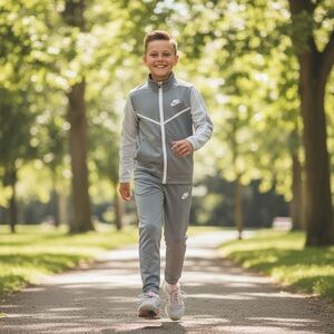 NWT Nike Boys Light Gray Sportswear Tracksuit Athletic Atheisure Casual